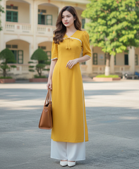 Áo Dài Tằm Gãy Nụ Bông AD9274 (áo lẻ)