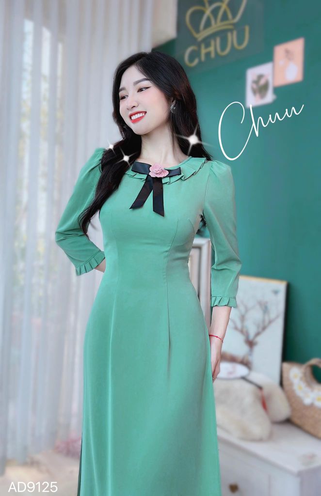 Áo Dài Cổ Mặt Trời AD9001.9125 (áo lẻ)