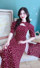 Áo Dài Nhung Tăm Moon AD8113 (áo lẻ)