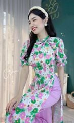 Áo Dài Cổ Trụ Nơ To AD9139 (áo lẻ)