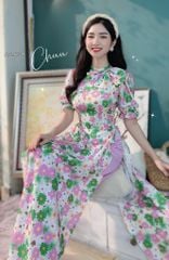 Áo Dài Cổ Trụ Nơ To AD9139 (áo lẻ)