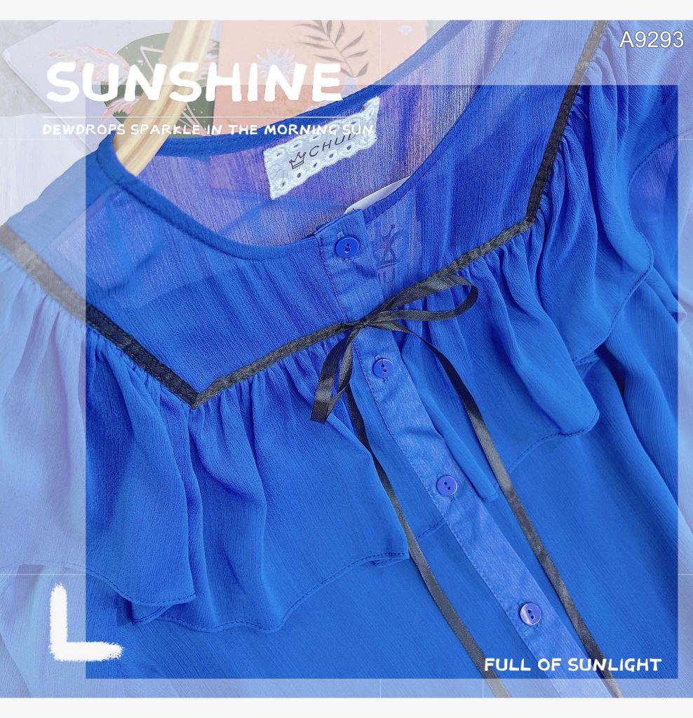 Áo Ruy Băng Đen Vuông A9002.9293