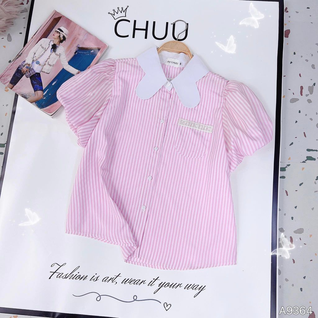 Áo Sọc Cổ Bướm A9364