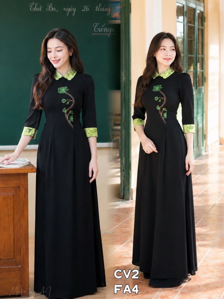 Áo Dài Cành Hoa Nguyệt Hải AD9002.2001 (áo lẻ)