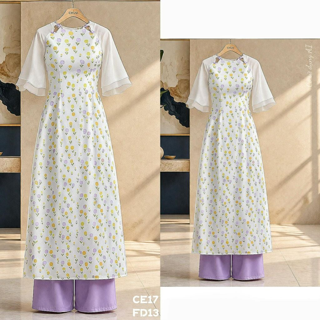 Áo Dài Bon Bon Hoa AD3058 (Áo lẻ)