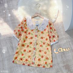 Áo Sơ Mi Cổ Sen Thêu Hoa Lá A1595