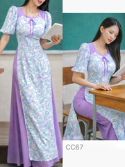 Áo Dài Khoai Tím Kèm Phụ Kiện AD3061 (Áo lẻ)