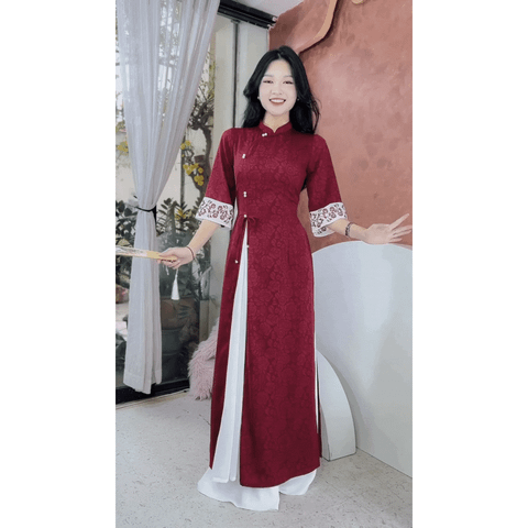 Áo Dài 3 Tà Hỷ Tước (PK) AD2769 (áo lẻ)