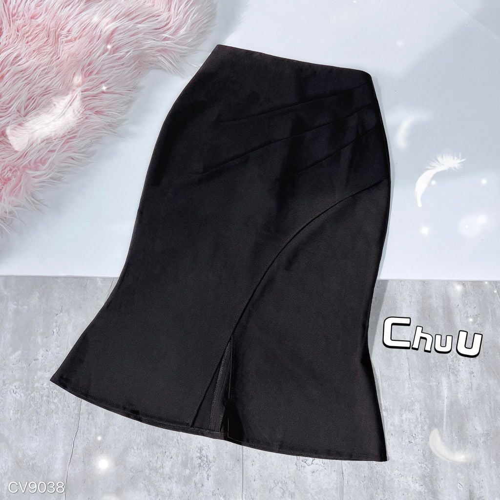 Chân Váy Đuôi Cá Nhún Xẻ 69cm CV9038
