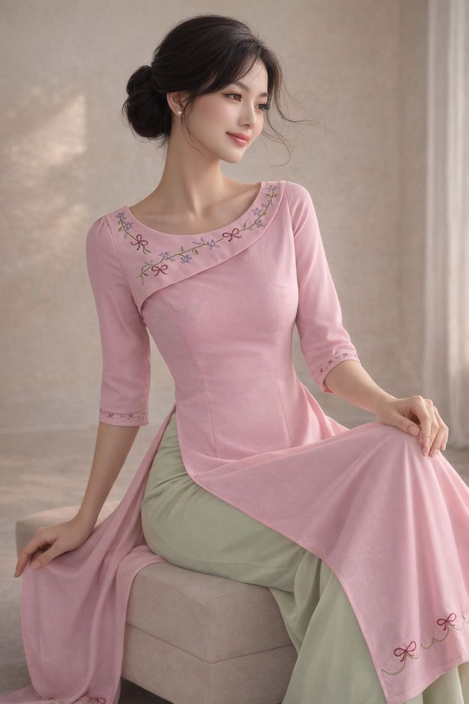 Áo Dài Nơ Mơ Màng AD3051 (Áo lẻ)