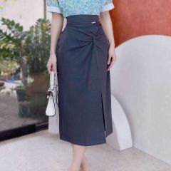 Chân Váy Suông Xoắn Hông Xẻ 78cm CV1064