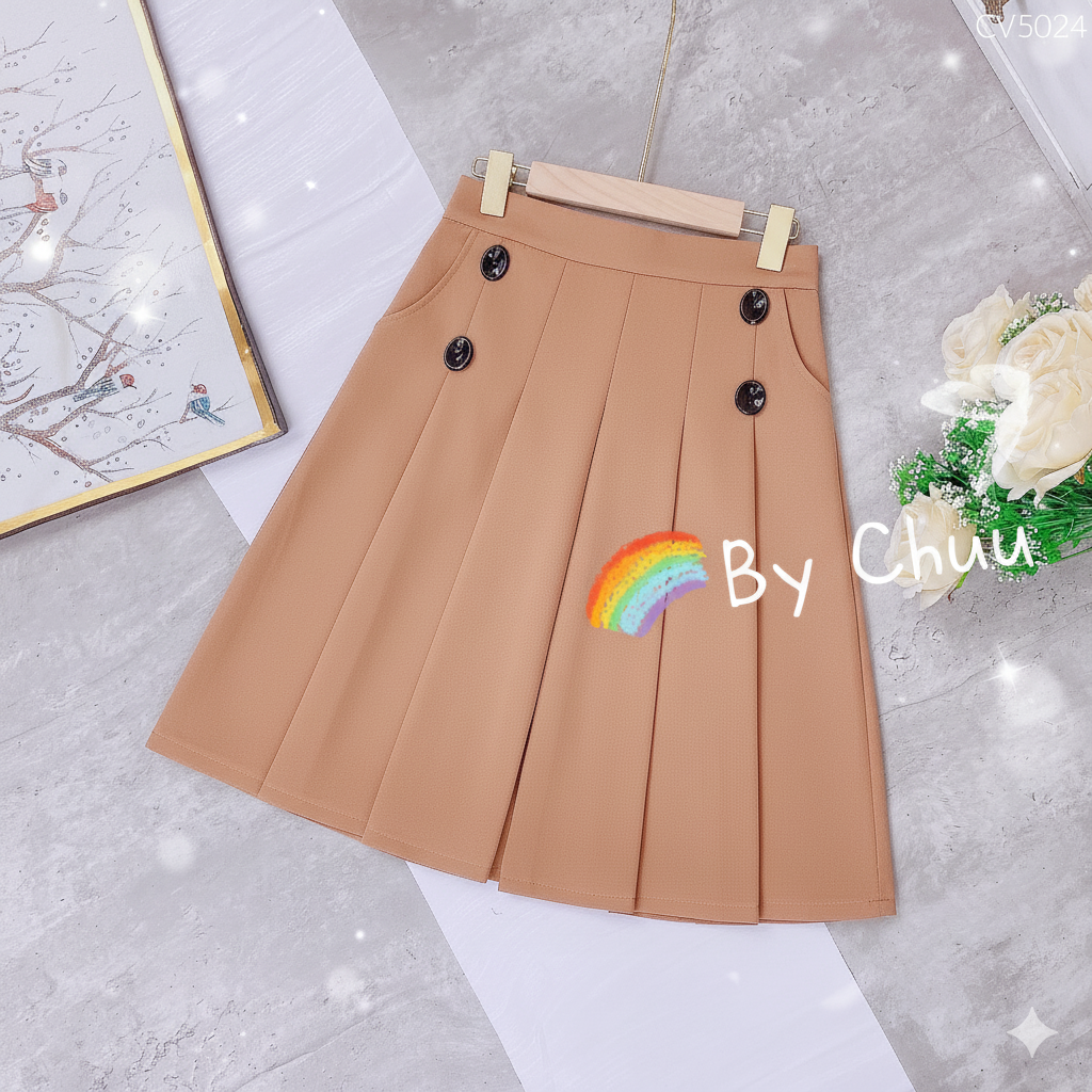 Chân Váy Dài Xếp Li Trước CV5024