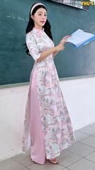 Áo Dài Vườn Đào Tiên Kèm Phụ Kiện AD3067 (Áo lẻ)