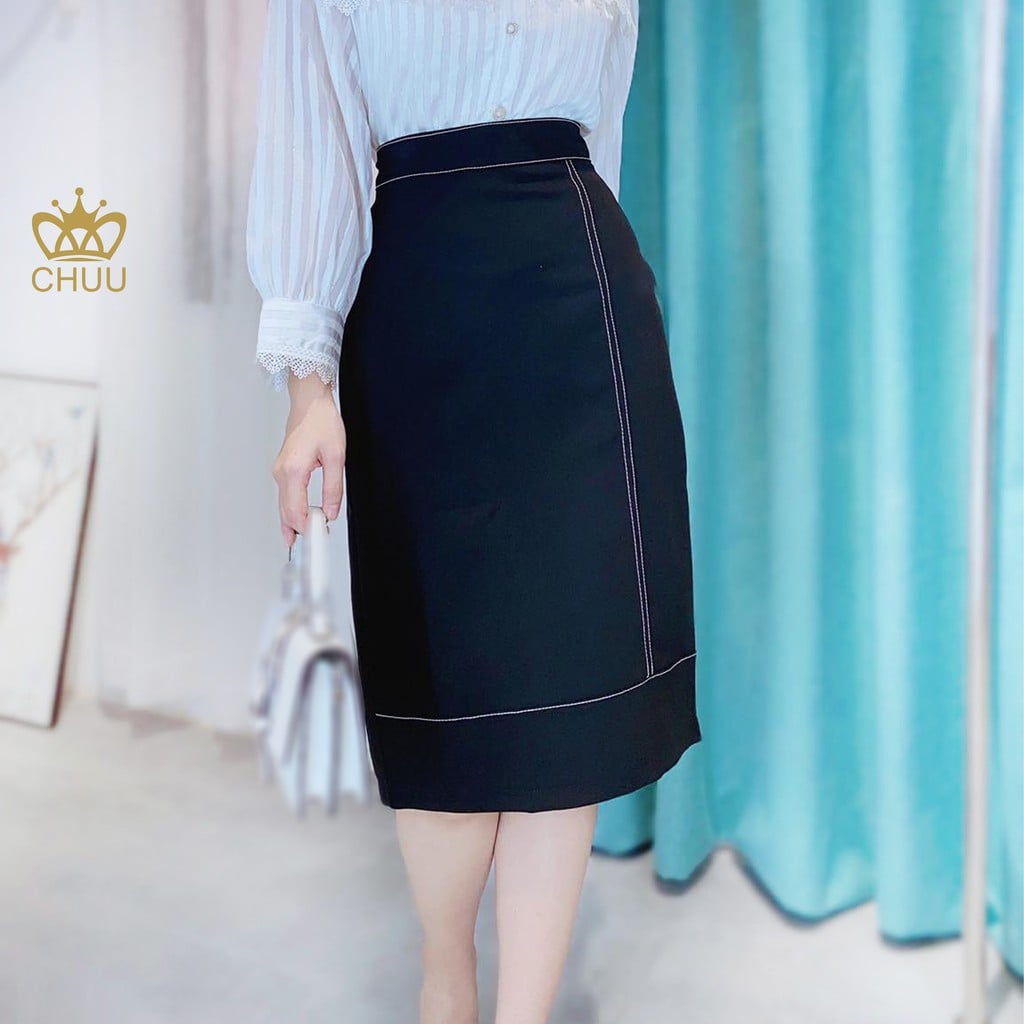 Chân Váy Suông Chỉ Trắng CV6104