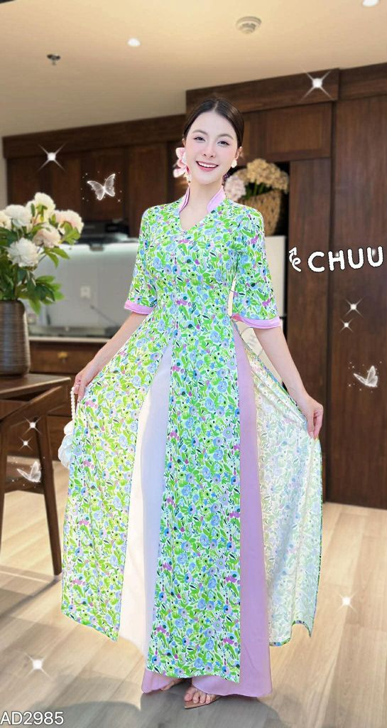 Áo Dài 3 Tà Gió Mang Hoa Về AD9003.2985 (áo lẻ)