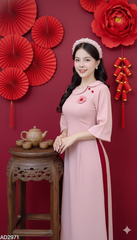 Áo Dài Bông Hoa Cánh Vải AD2971 (áo lẻ)