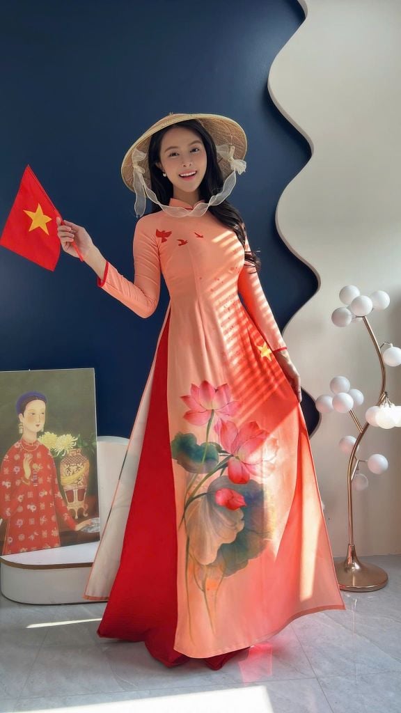Áo Dài Tổ Quốc Tôi Yêu AD3070 (Áo lẻ)