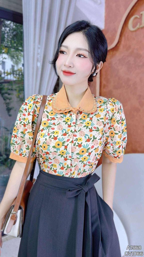 Áo Hoa Cổ Xốp A1568