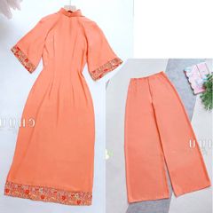 Áo Dài Châu Tôn Phối Hoa AD8003 (áo lẻ)