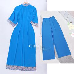 Áo Dài Châu Tôn Phối Hoa AD8003 (áo lẻ)