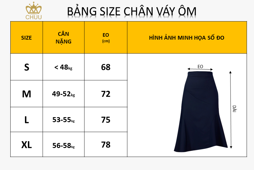 Chân Váy Đắp Xếp Eo 3N 68cm CV1060