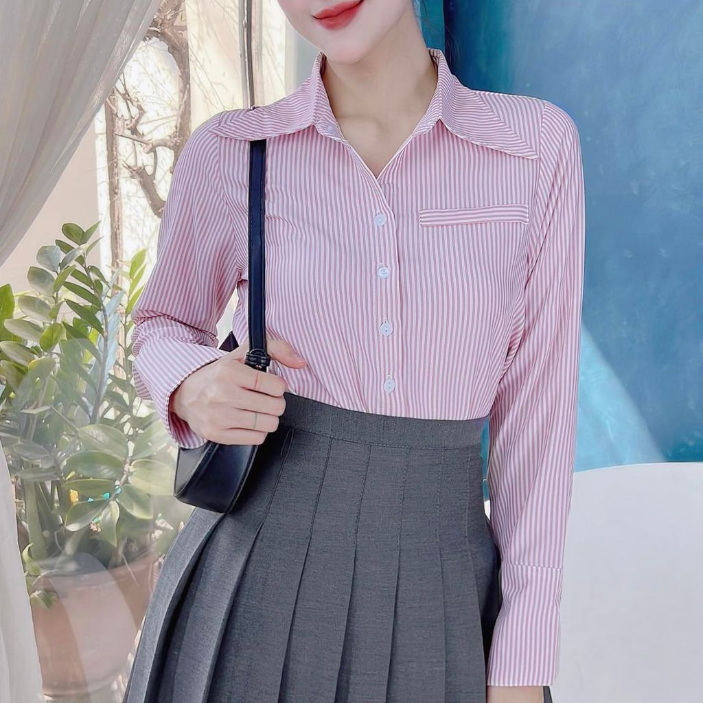 Áo Sơ Mi Cổ Nhọn Nút Eo A1510
