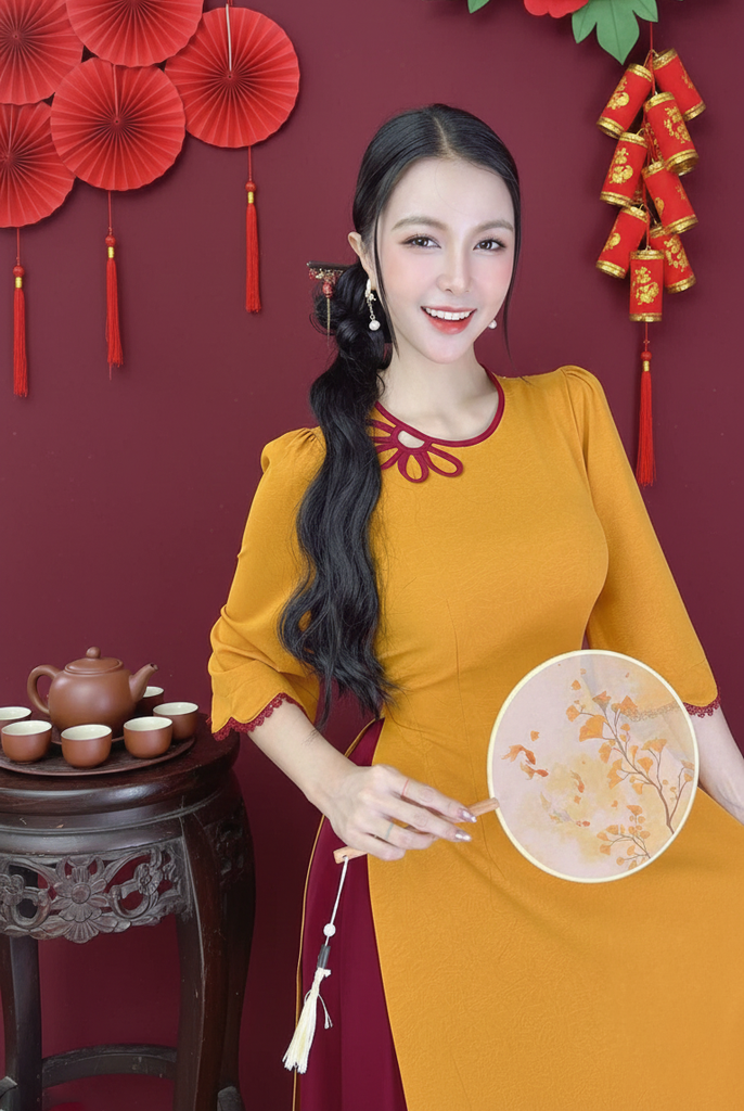 Áo Dài Mặt Trời Bé Con AD9001.2946 (áo lẻ)