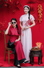 Áo Dài Liền Choàng Song Tử + PK AD2978 (áo lẻ)