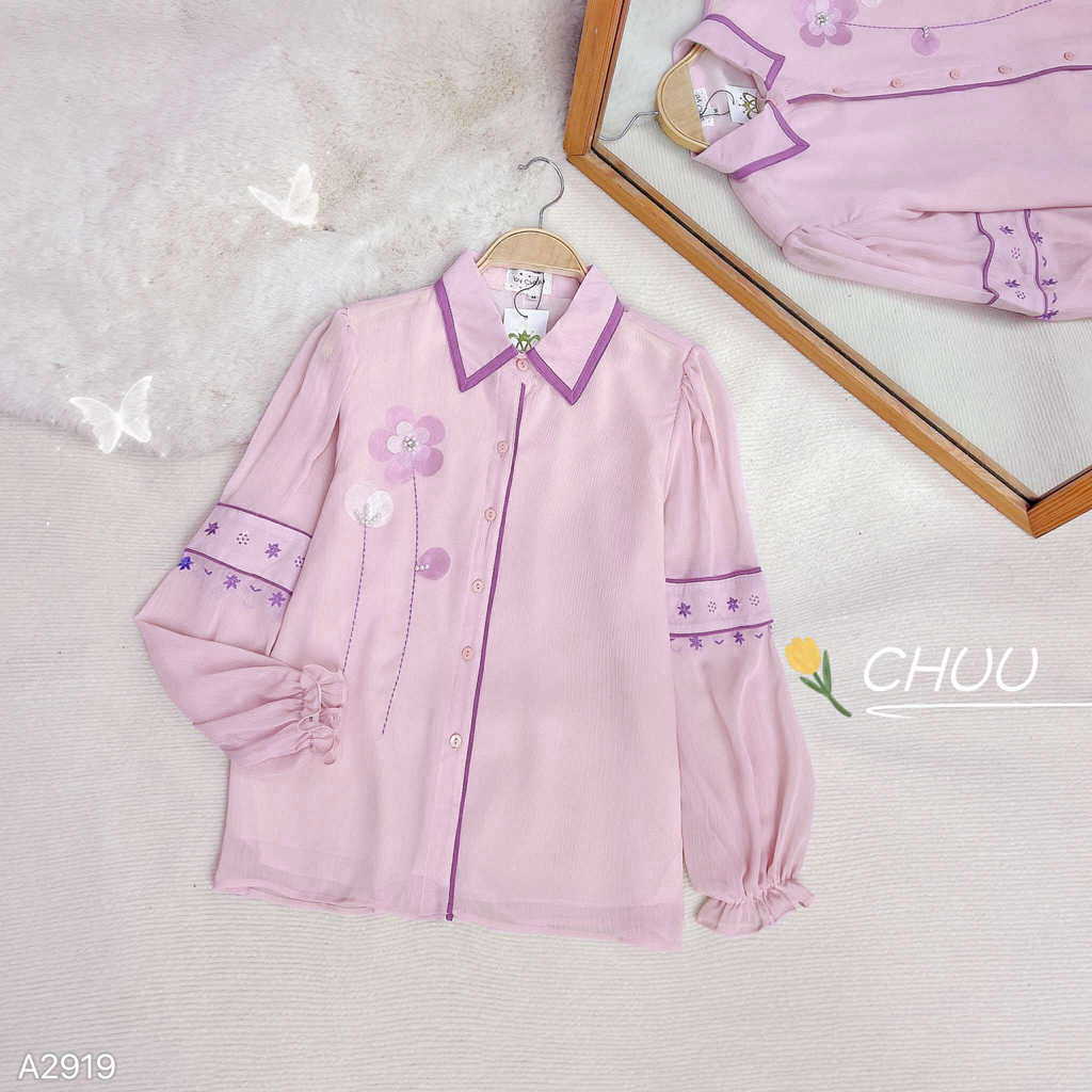 Áo Sơ Mi Tơ Hải Đường AT9001.2919