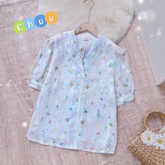 Áo Sơ Mi Hoa Tuyết Cổ Lật A9331