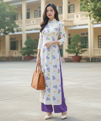 Áo Dài Truyền Thống Họa Tiết AD1013 (áo lẻ)