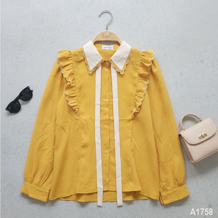 Áo Sơ Mi Cổ Màu Cột Nơ A1758