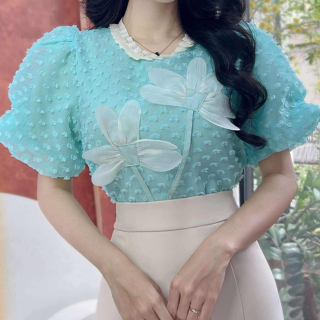 Áo Sơ Mi Hạt Bí Hoa Nổi A2923