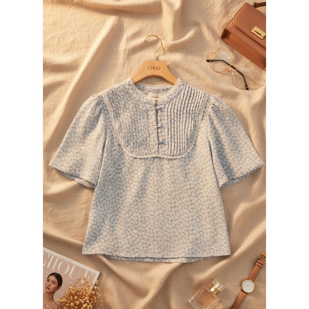 Áo Hoa Cổ Trụ Pi A2896