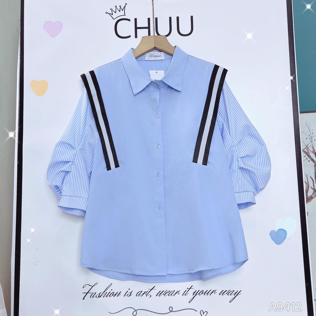 Áo Sơ Mi Phối Tay Sọc AT9001.9412