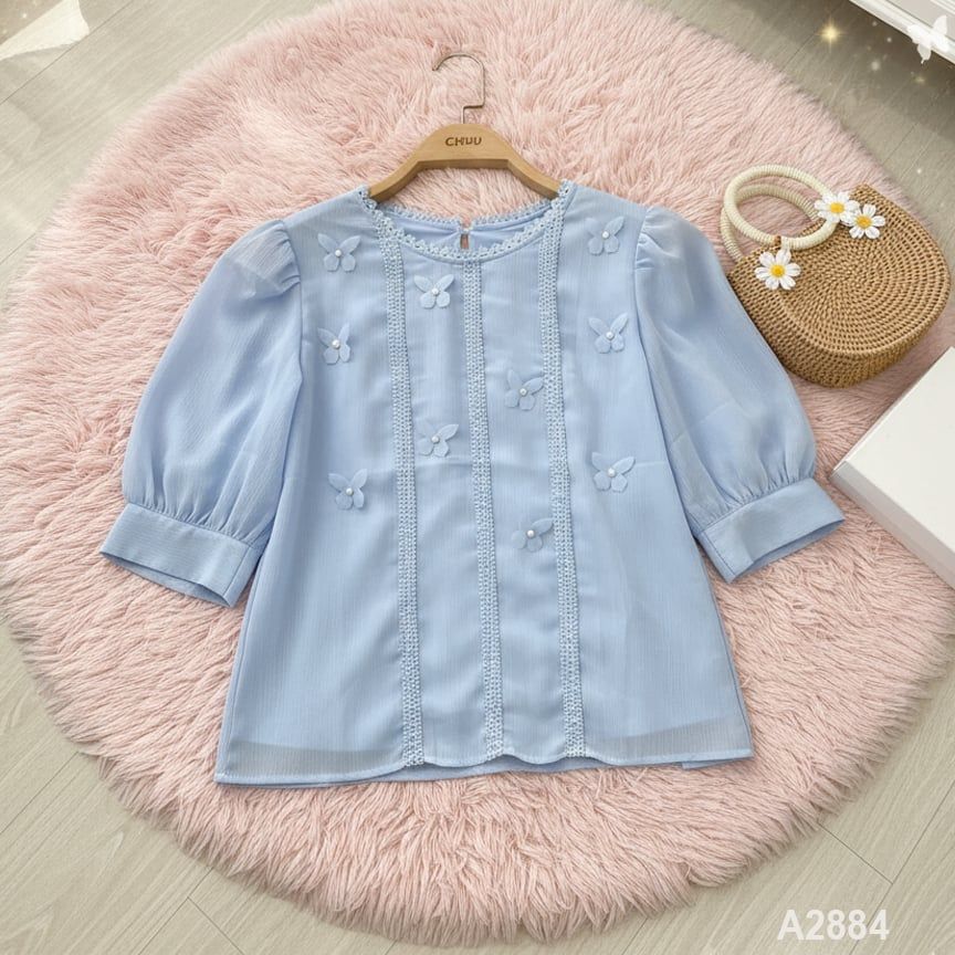 Áo Sơ Mi Hoa Sứ Trắng A2884