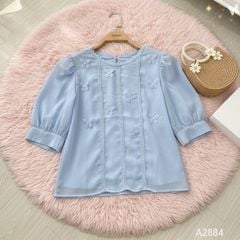 Áo Sơ Mi Hoa Sứ Trắng A2884