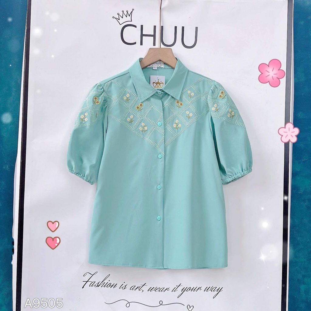 Áo Sơ Mi Thêu Ô Hoa A9505