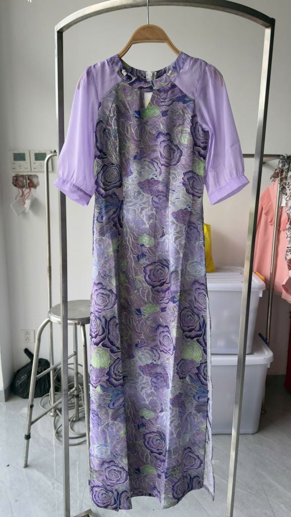 Áo Dài Hoa Ép Kính AD2966 (áo lẻ)