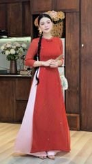 Áo Dài 4 Tà Đóa Hoa Đào Rơi AD2019 (áo lẻ)