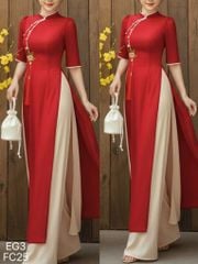 Áo Dài 4 Tà CÀNH LỘC XUÂN Kèm Phụ Kiện AD2995 (Áo lẻ)