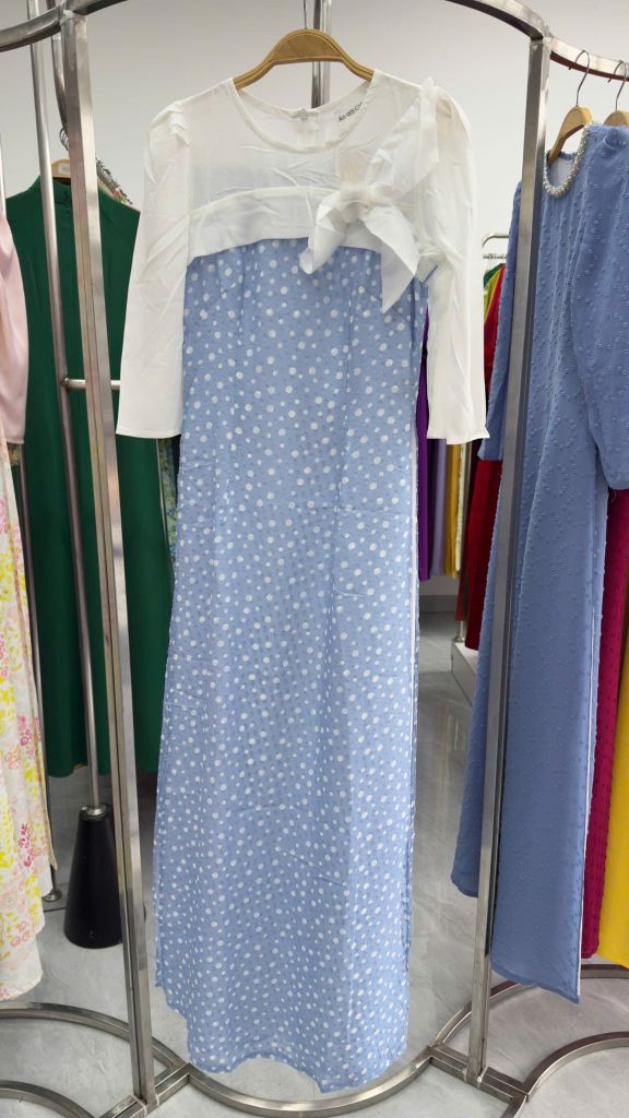 Áo Dài 4 Tà Hoa Giấy Trắng Kèm Phụ Kiện AD3039 (áo lẻ)