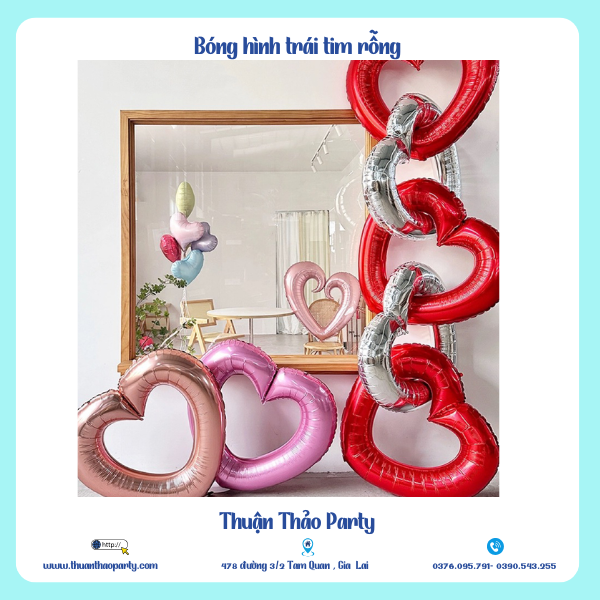 Bóng bay hình trái tim rỗng màu hồng gold – Thuận Thảo Party