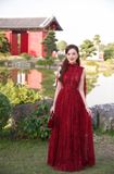  Váy ren lưới đỏ PaLiDo 