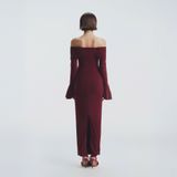  Váy đỏ trễ vai dài tay Laling 