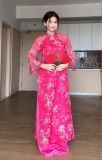  Áo dài hồng ngắn tay Edini 