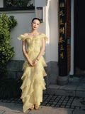  Váy đi biển trễ vai vàng 
