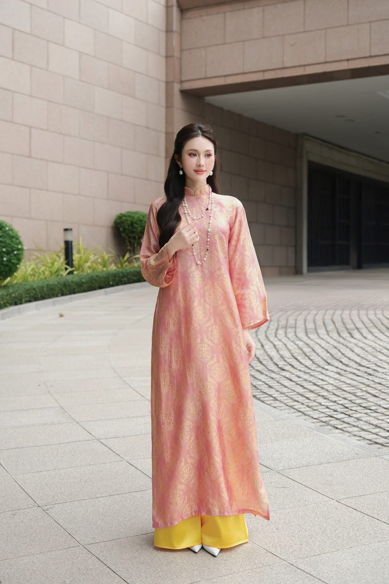  Áo dài tơ tằm Vân Hoa 