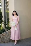  Váy hai dây chấm bi hồng 