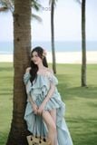  Váy đi biển xanh 